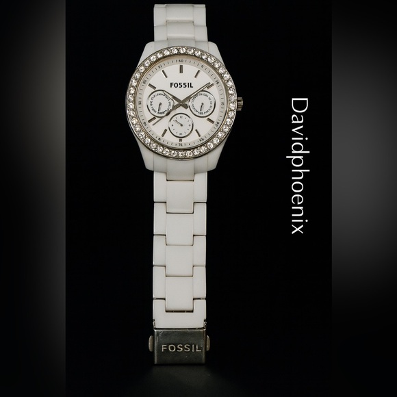 Fossil Women's White and Silver Watch with Crystal Details - Picture 4 of 6